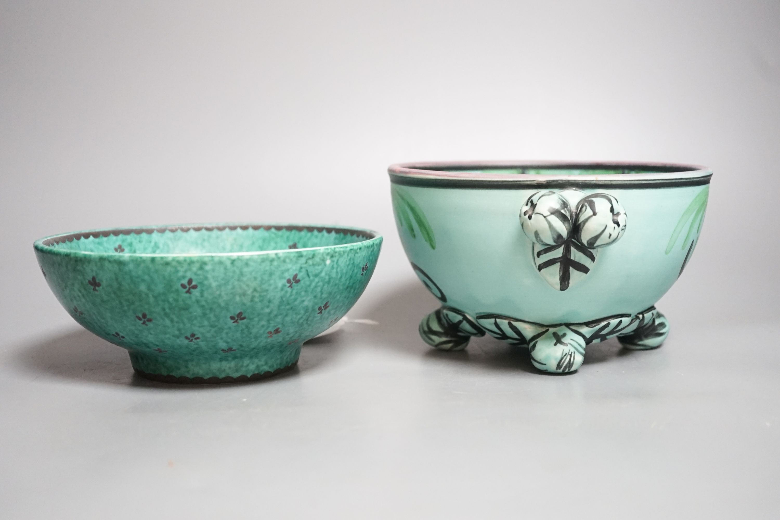 A Gustavsberg Argentaware bowl, designed by Wilhelm Kage and an Egersund two handled bowl 22cm